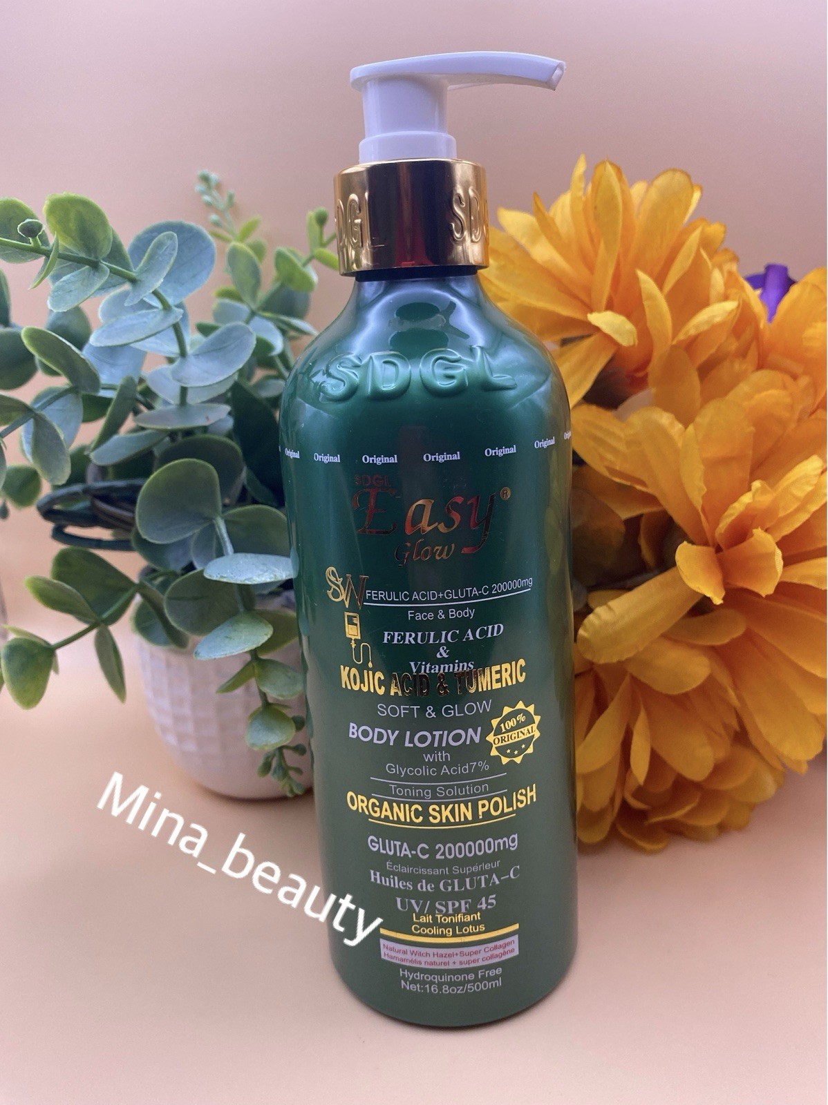 Easy Glow Body Lotion Ferulic + Kojic + Glutathione SPF 45, 16.8 oz