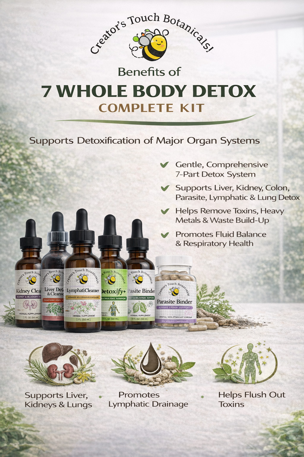 7- Whole Body Complete Detox Kit | Parasite + Heavy Metals + Liver Kidney, Lung,