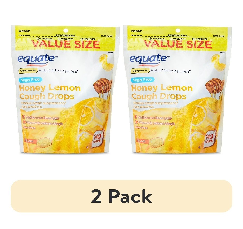 Equate Value Size Sugar Free Honey Lemon Cough Drops with Menthol, Total 280 Ct
