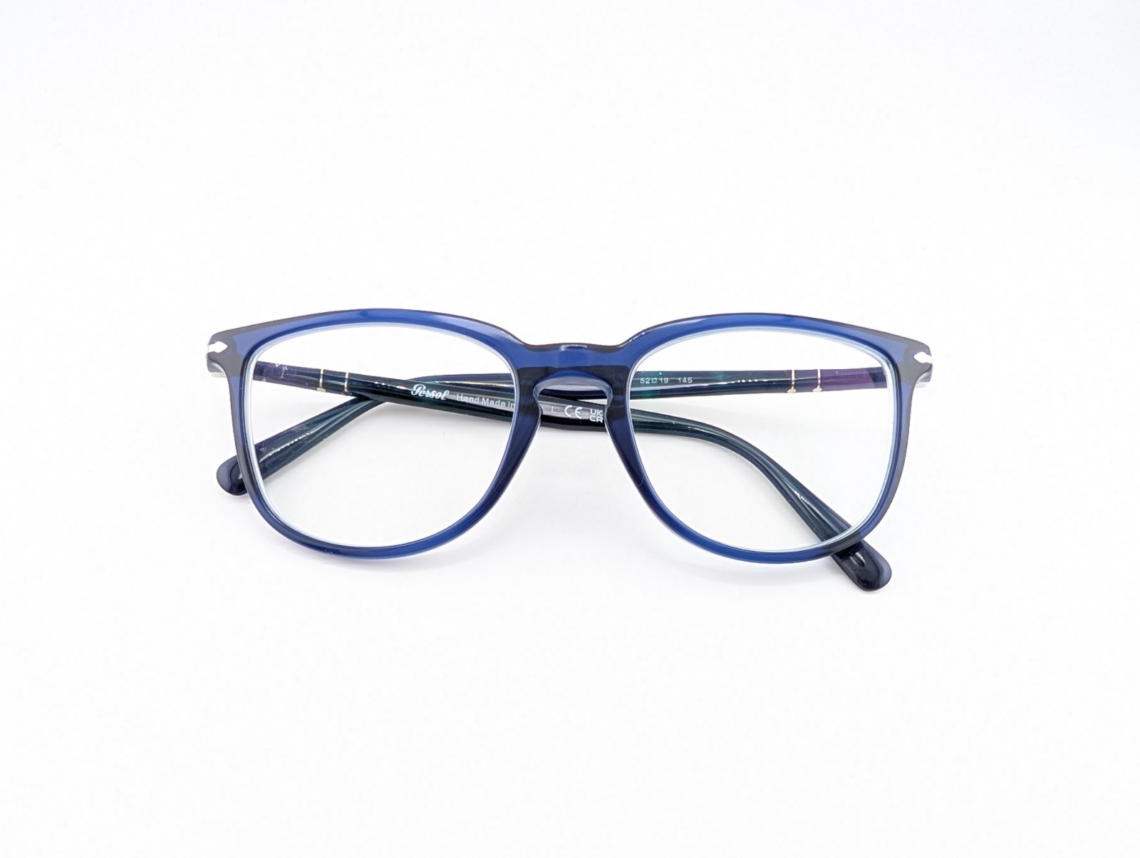 Persol Eyeglasses Frames Only, 3240-V 181, 52-19-145, Blue, Made in Italy