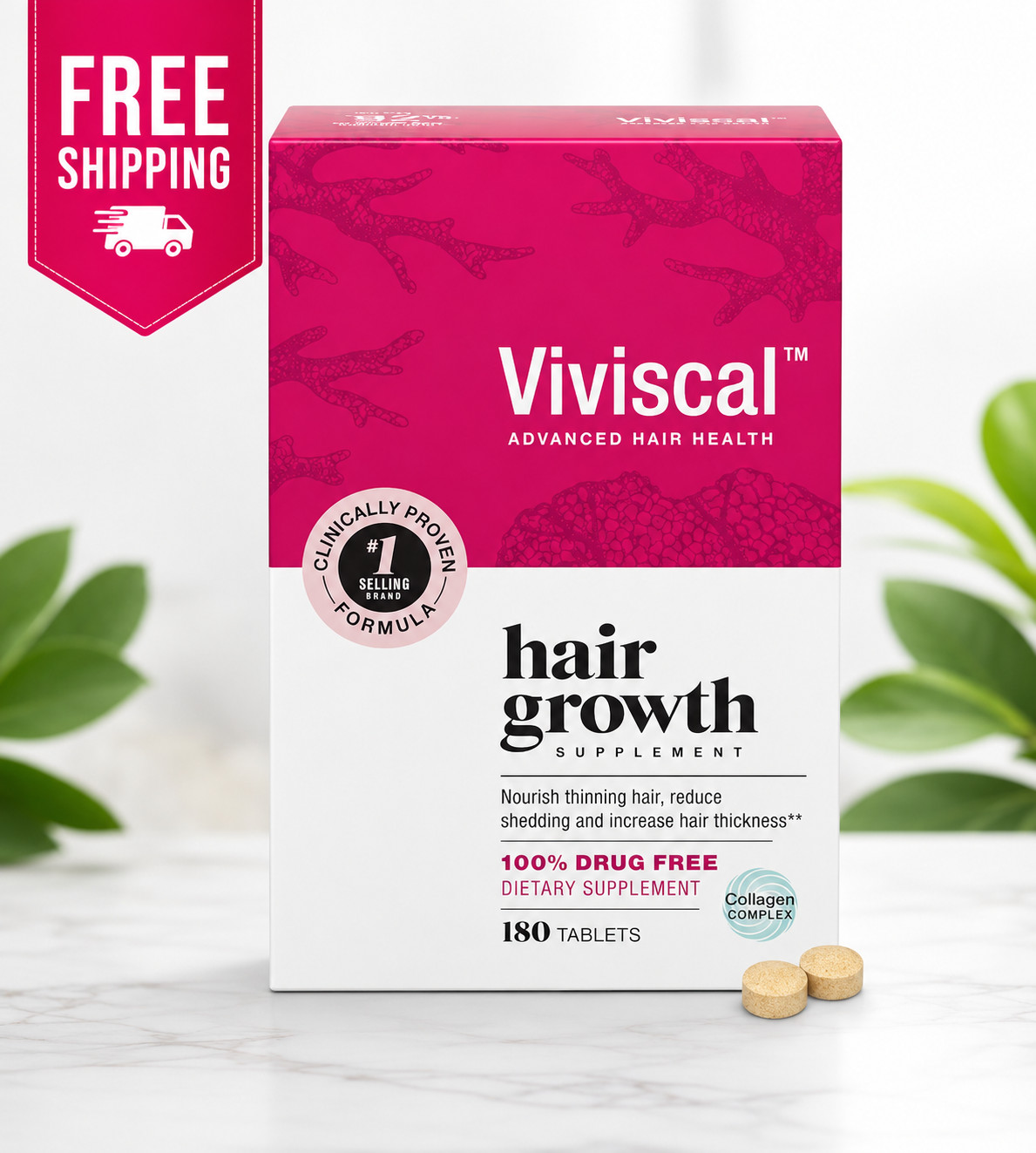 Viviscal Hair Growth Dietary Supplement with Collagen Complex 180 Tablets