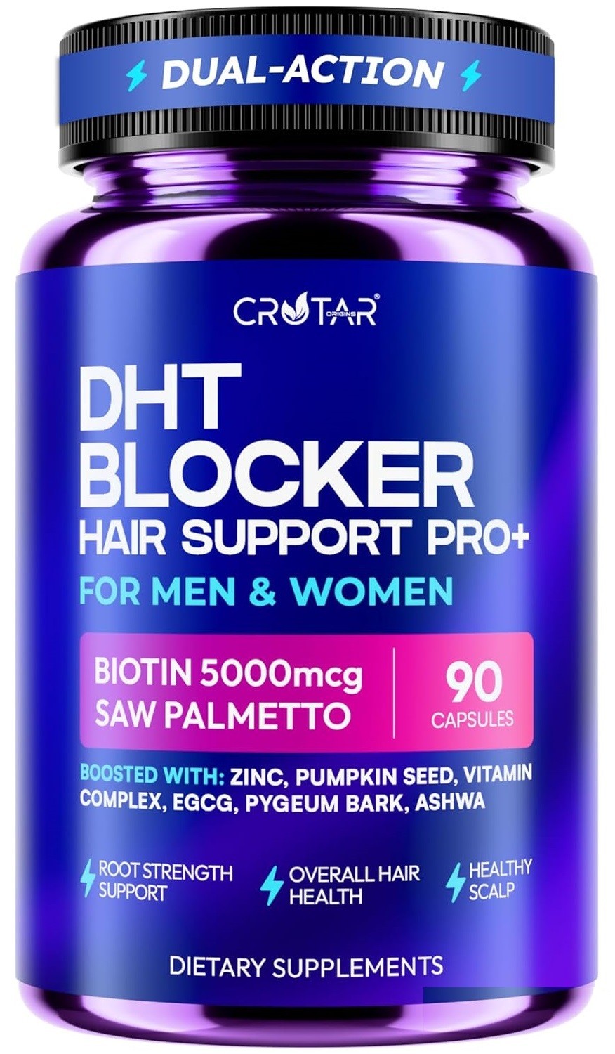 DHT BLOCKER 5000mcg Biotin + Saw Palmetto / Immune & Gut Probiotic Blend 90C