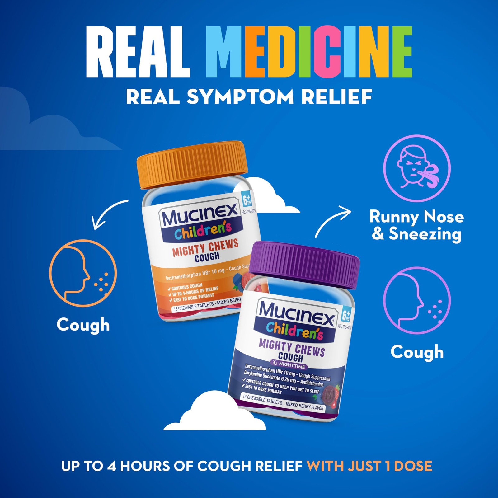 Mucinex Childrens Mighty Chews Kids Cough Medicine Daytime And Nighttime Value