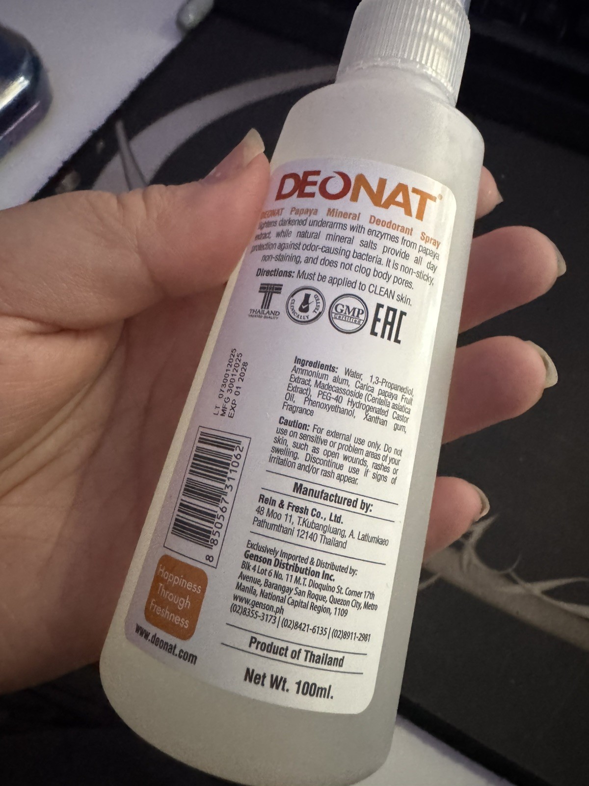 Deonat Mineral Deodorant Underarm Spray 100ml – Papaya