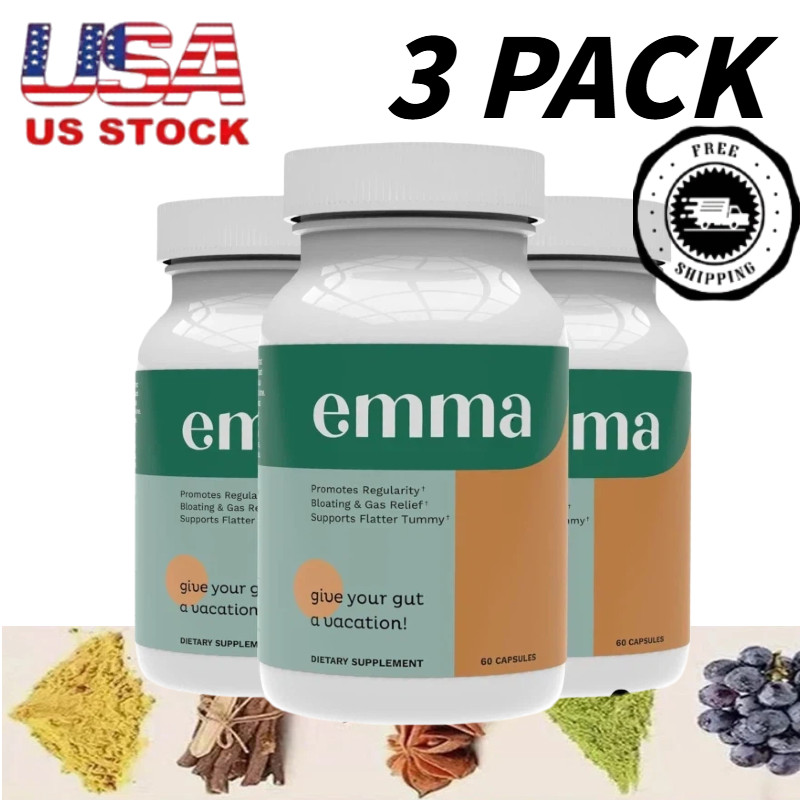 3 Pack Emma Gut Health Supplement 180 Capsules for Bloating Relief & Leaky Gut