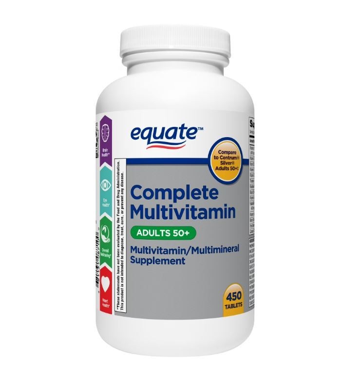 Equate Complete Multivitamin/Multimineral Supplement Tablets, Adults 50+, 450 Co