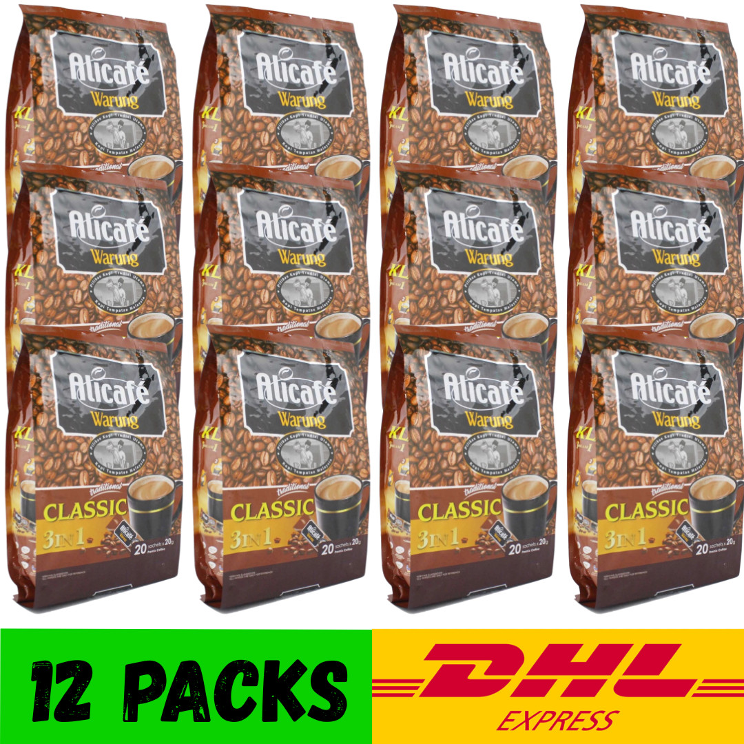 12x Alicafe Warung Classic 3 in 1 Premix Coffee 20x20g Power Root Malaysia Halal