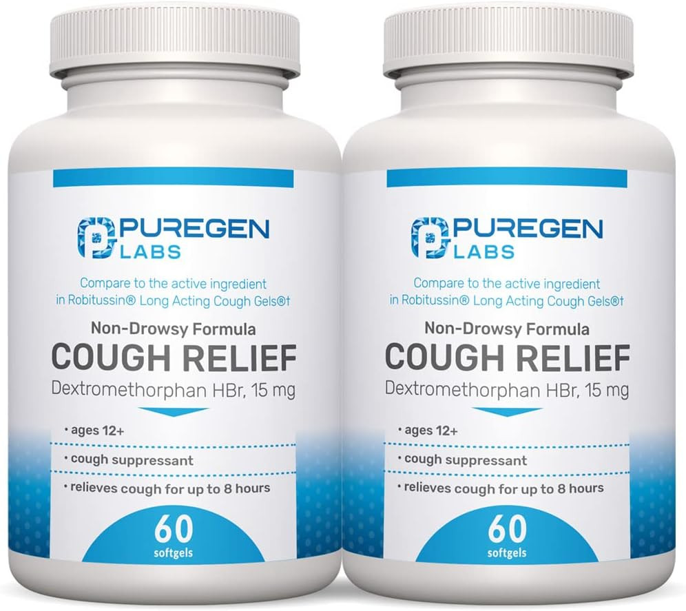 Cough Relief for Adults Dextromethorphan Hbr 15Mg (120 Softgels) 8-Hour, Non-Dro