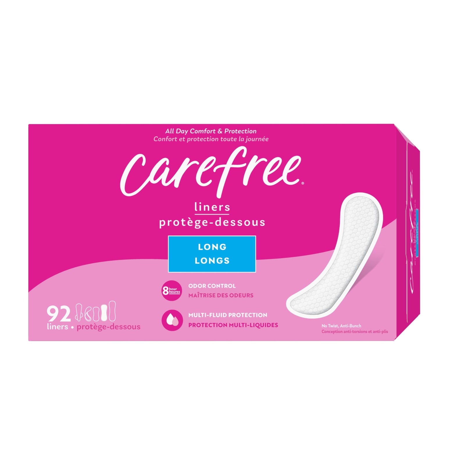 Carefree Panty Liners for Women Long, Unwrapped, 92 Count (Pack of 1), 0