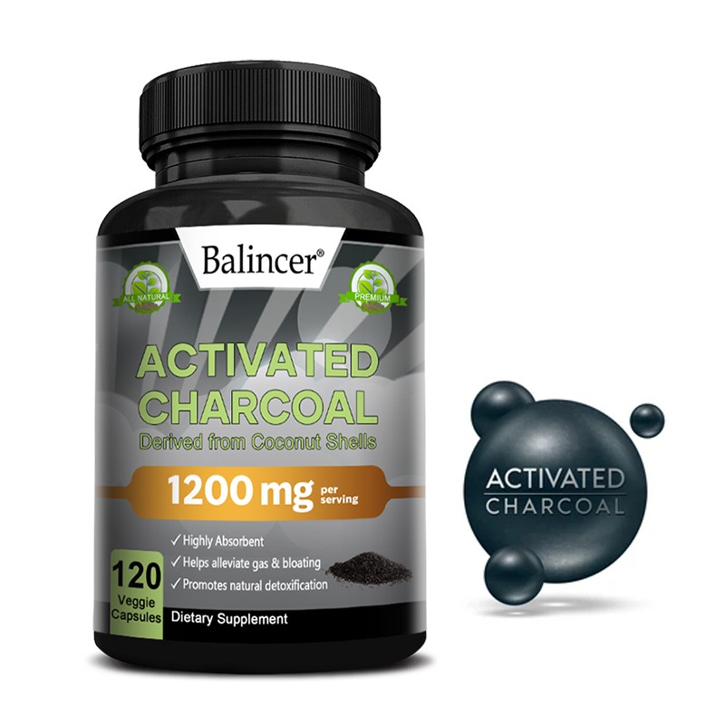 Activated Charcoal 1200mg 120 Pills Helps Alleviate Gas Bloating High Quality US