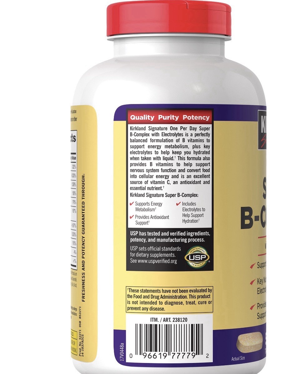 Kirkland Signature Super B-Complex with Electrolytes, 500 Tablets