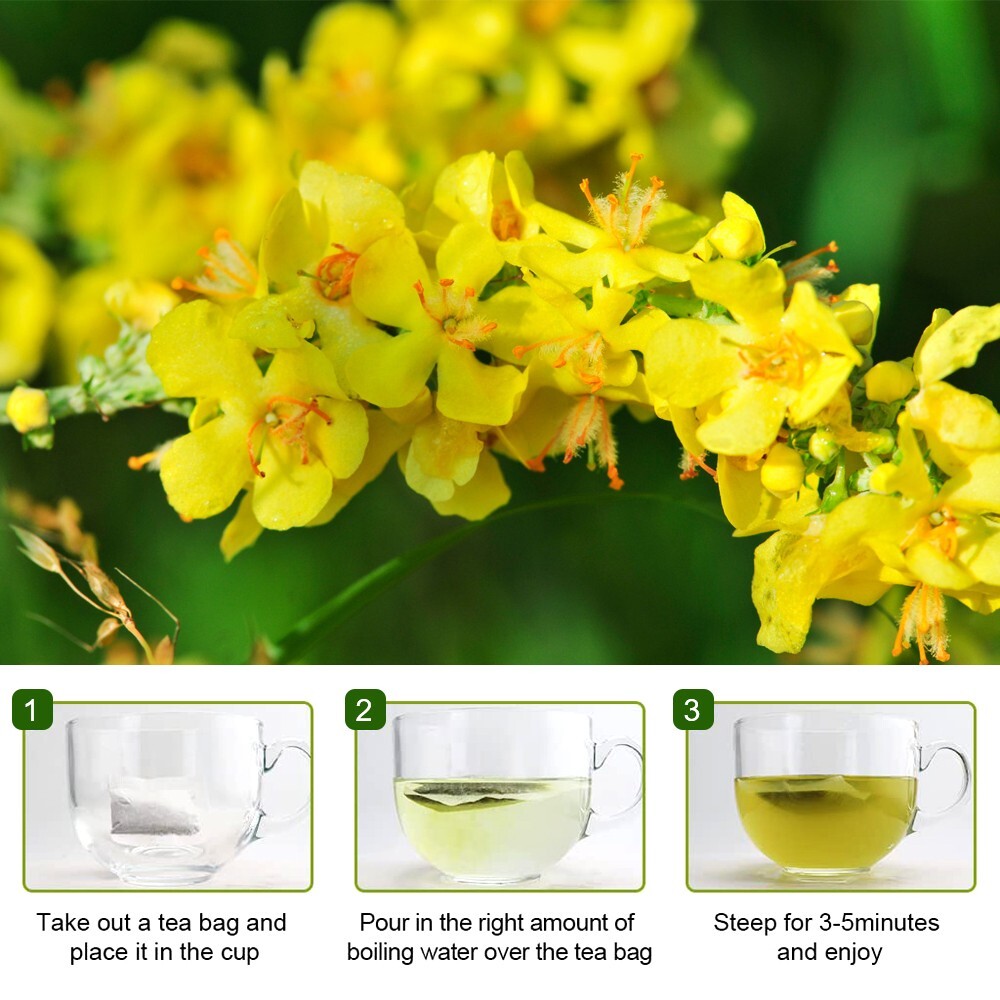 Mullein Leaf Tea for Lungs Cleanse & Immune Support, 100% Natural, Caffeine Free