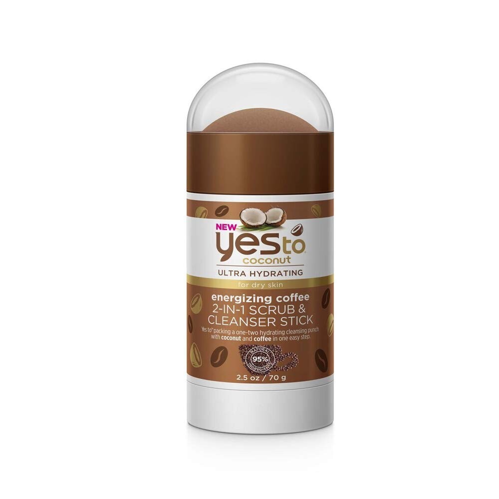 Yes To Coconut Coffee 2-In-1 Scrub & Cleanser Stick,Exfoliating Formula 2.5 FlOz