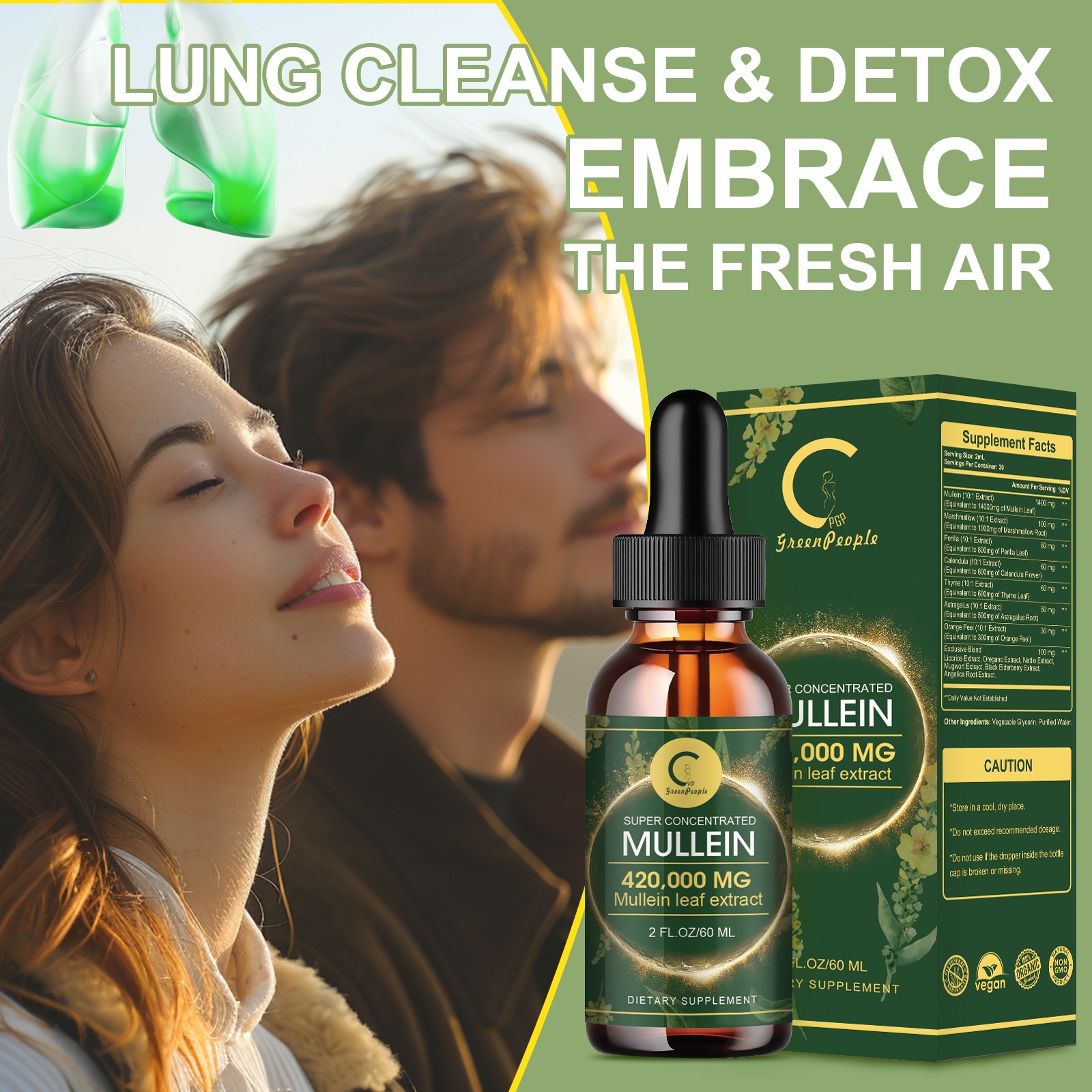 4 PACK Mullein Drops for Lungs, Detox and Cleanse Mullein Extract Supplement