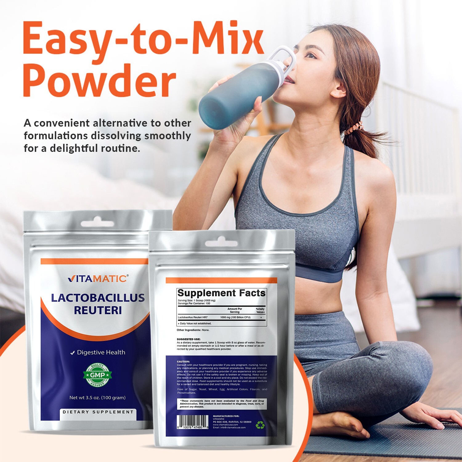 Vitamatic Lactobacillus Reuteri Probiotic Powder – Digestive Support – 100 Gr