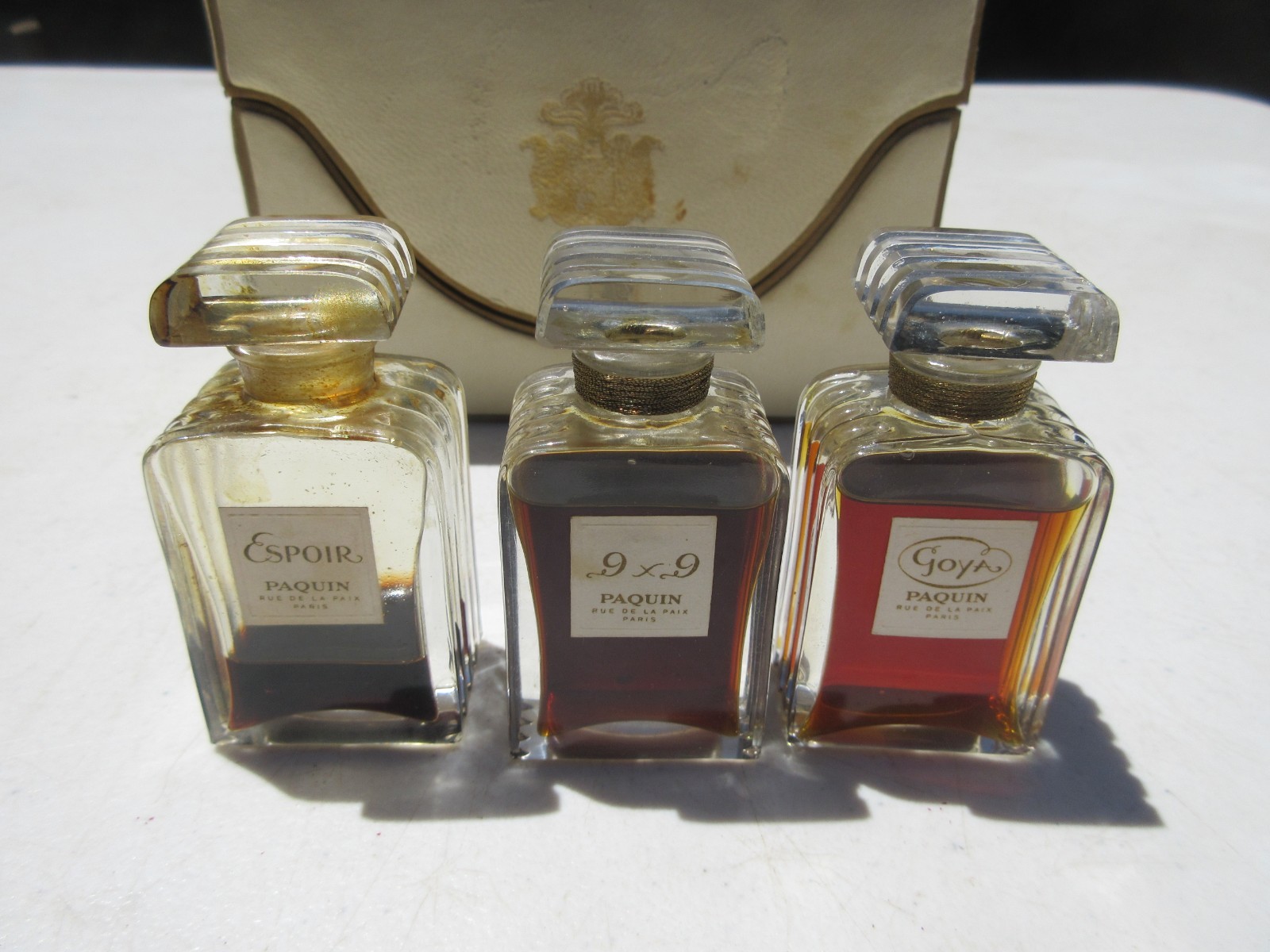3 Vintage French Parfum by Paquin – ESPOIR – GOYA – 9X9 Perfume