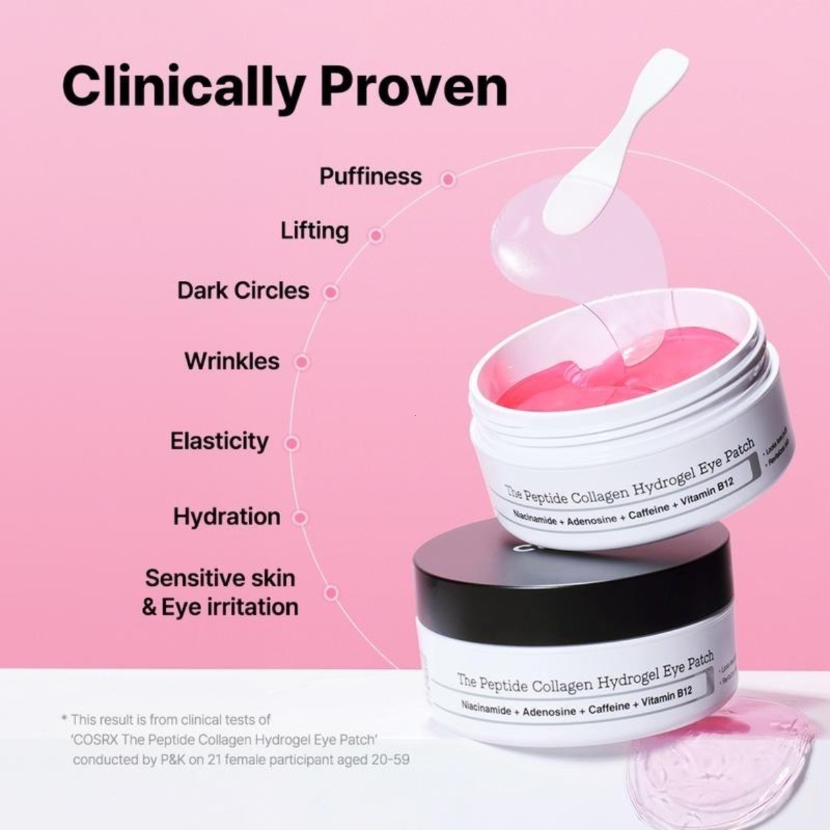 Peptide Collagen Hydrogel Eye Patch – 60 Patches for Depuffing Dark Circles