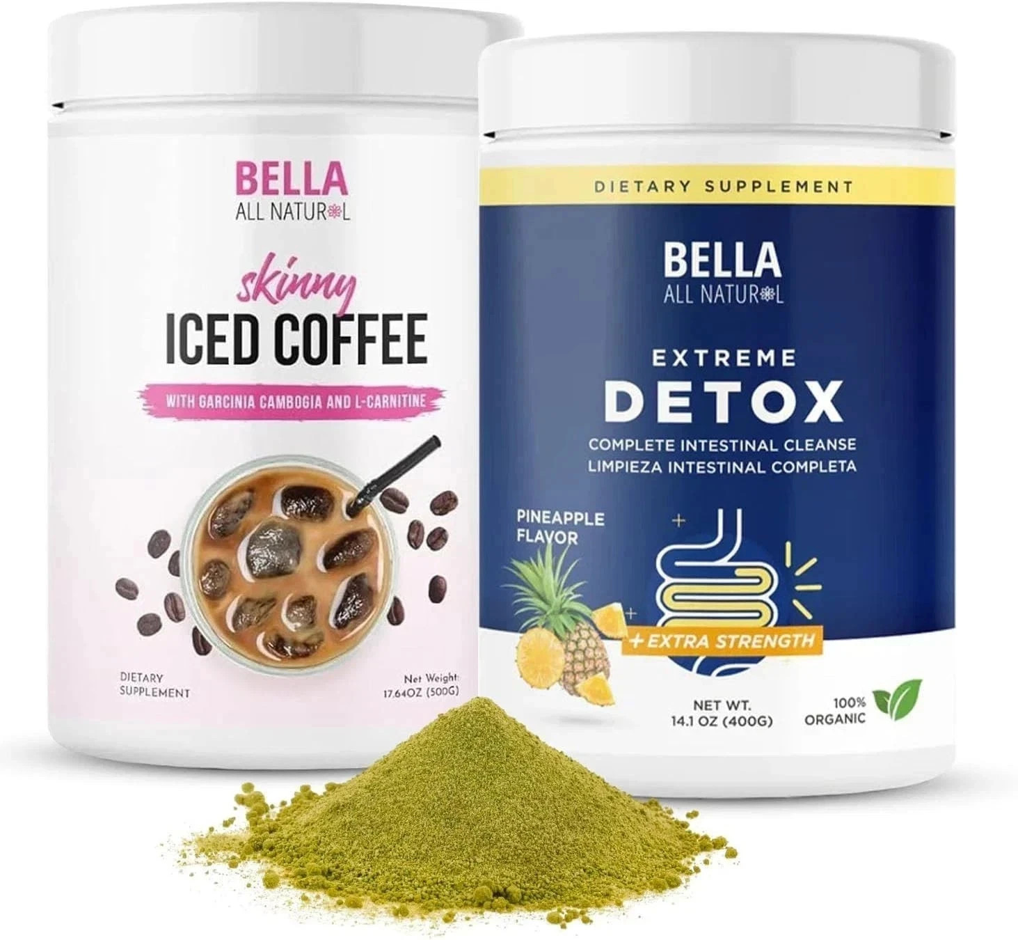 Bella All Natural Piña Probiotics Iced Coffee, Detox Pineapple Skinny Drink Mix