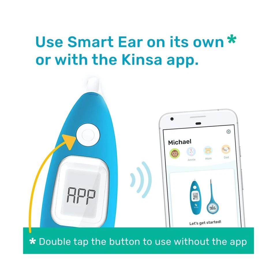 Kinsa Smart Ear Digital Thermometer for Fever, Instant Bluetooth KET005, NEW
