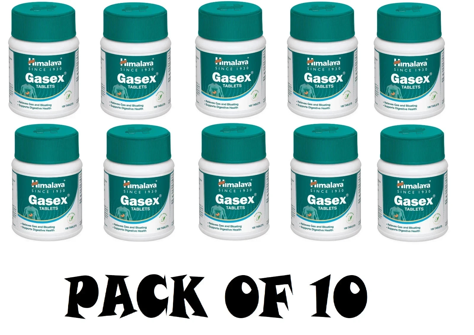 10 X Himalaya Gasex 100 Tablets Each FREE SHIPPING