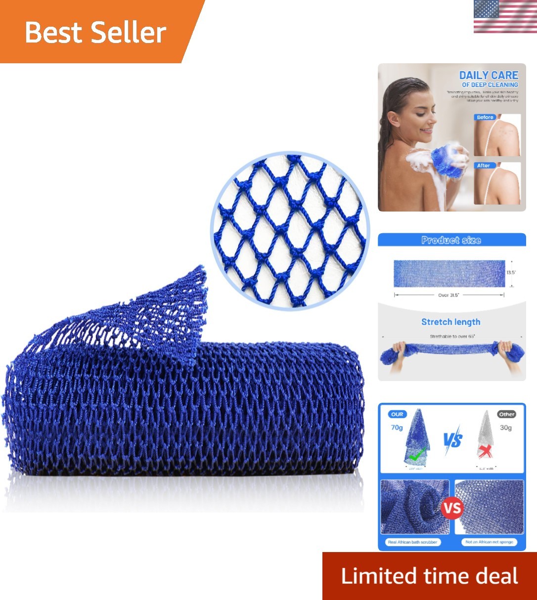 Luxurious African Net Sponge – Deep Cleanse with Soft, Gentle Touch for All Ages