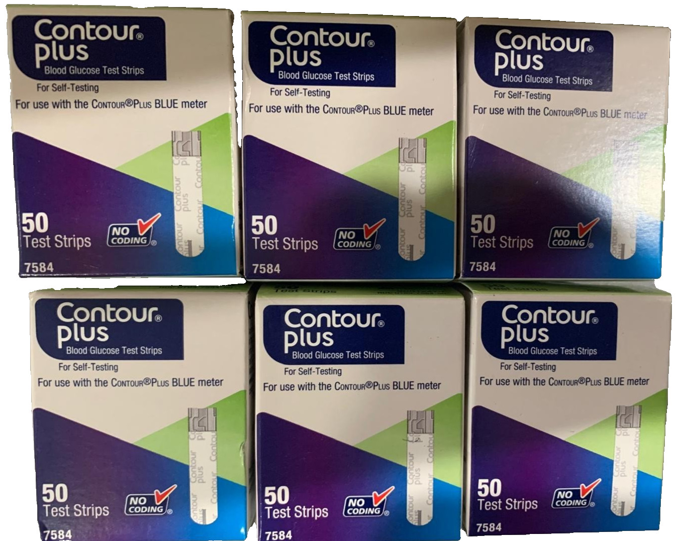 Contour Plus Blood Glucose 300 Test Strips (6 Boxes Of 50 Count) Exp 04/28/2027