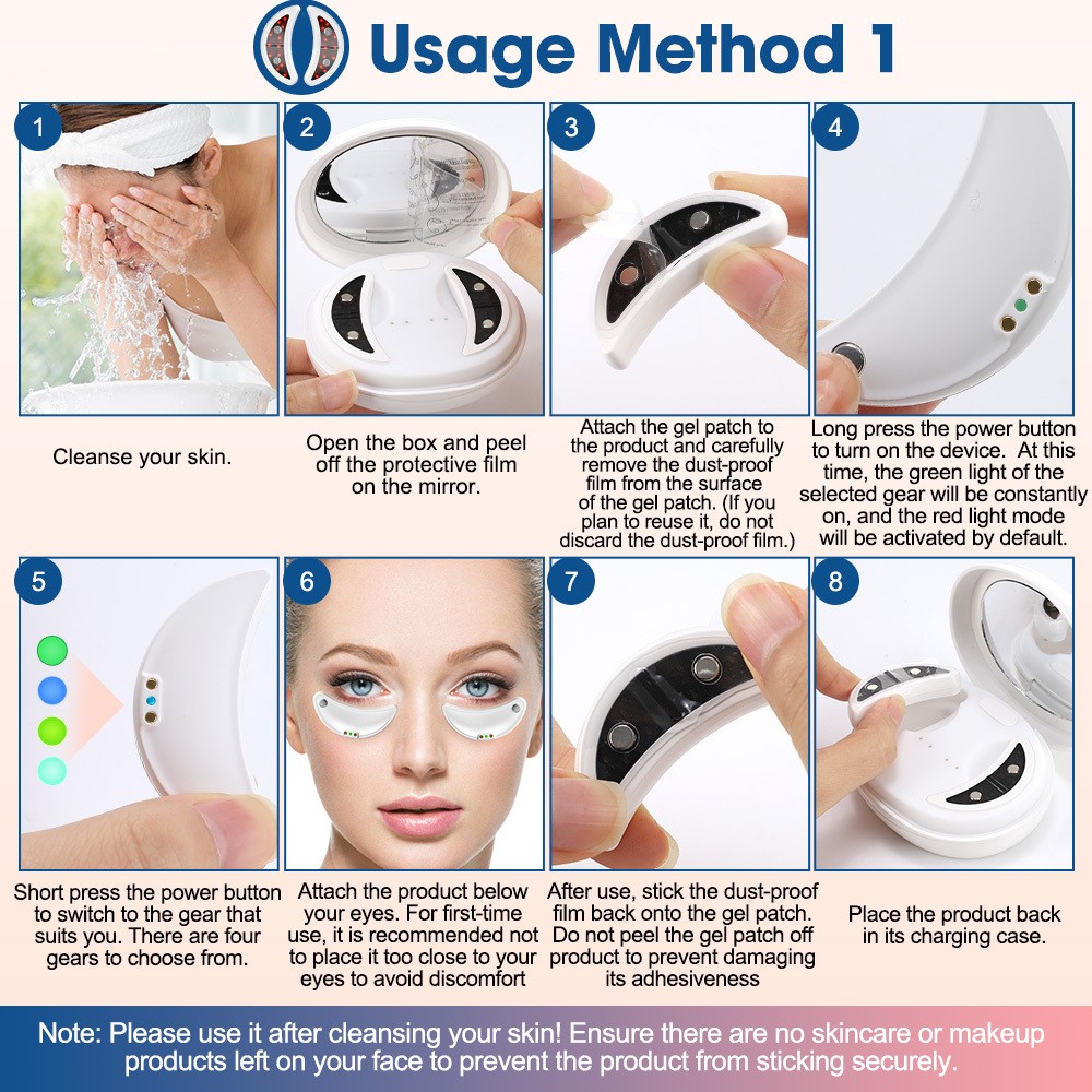 Red Light Under Eye Therapy Massager Microcurrent Eye Care Dark Circles Removal