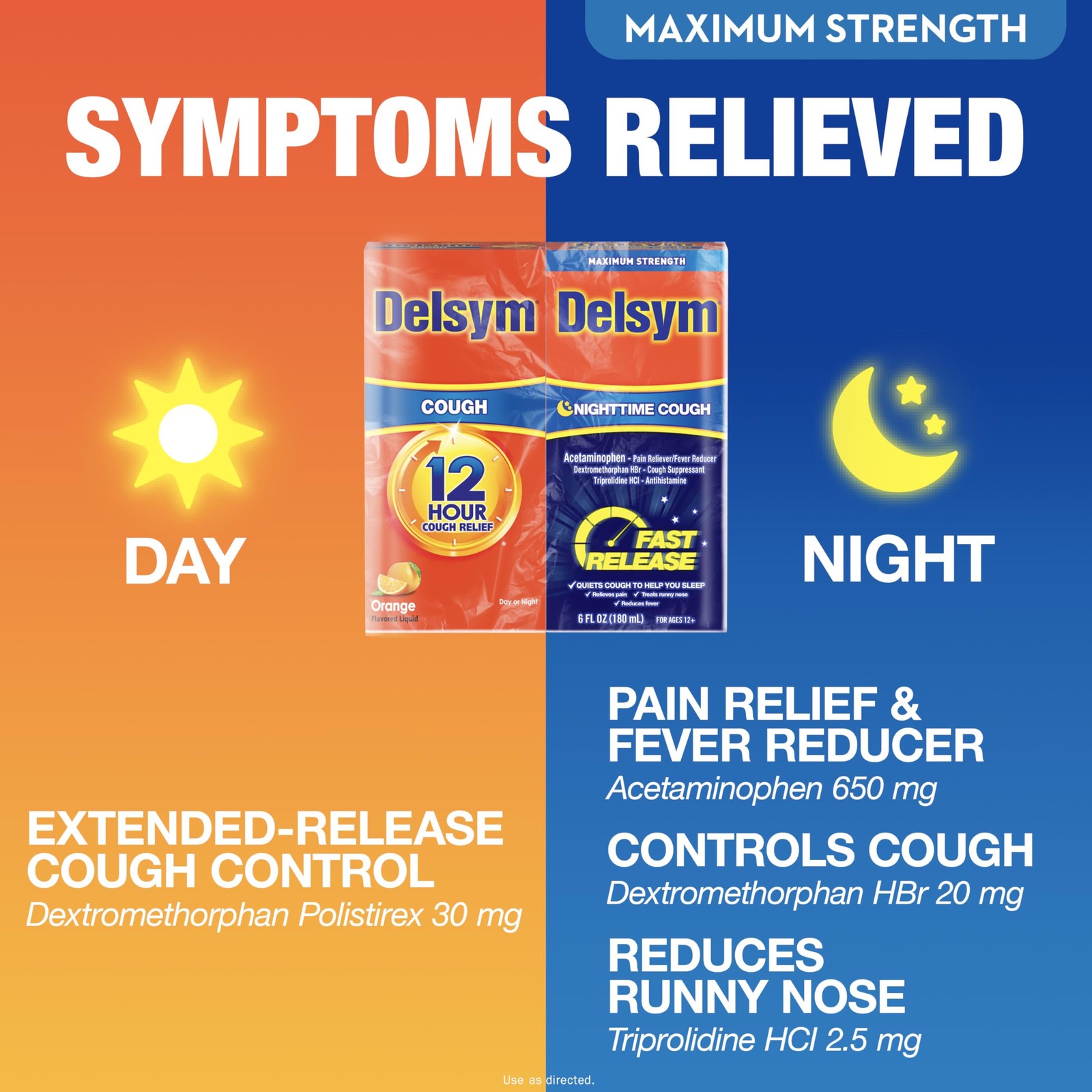 Delsym 12 Hour Cough 5 Oz. And Nighttime Relief 6Oz Combo Pack 638242136800
