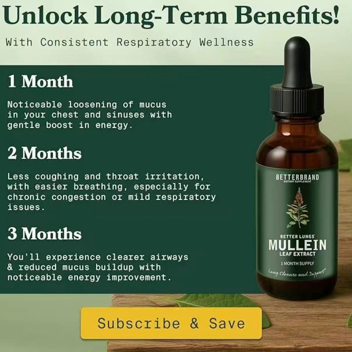 Mullein Leaf & Chlorophyll Drops for Lung Detox & Mucus Cleanse – 30 Servings