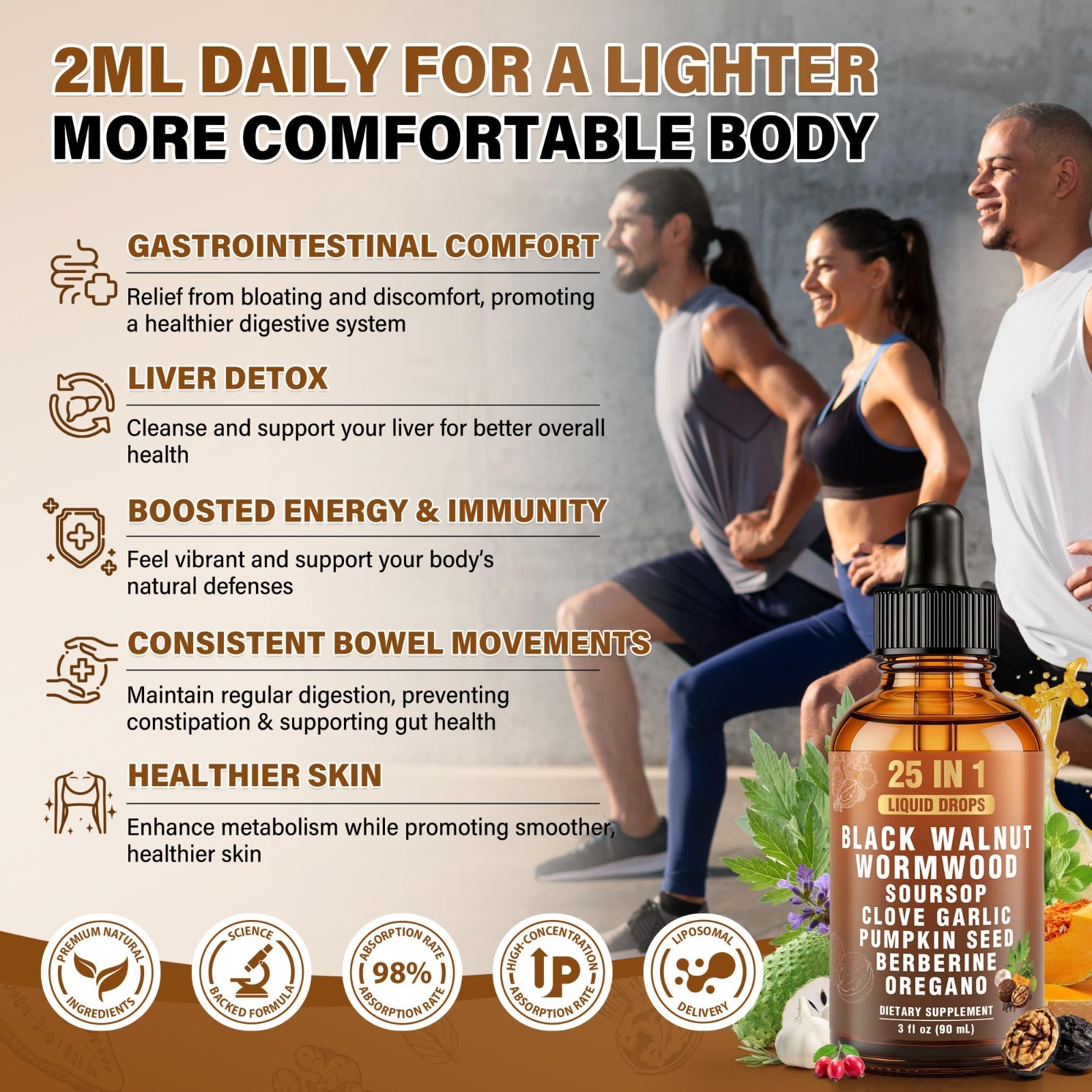 25-in-1 Parasite Cleanse – Liposomal Wormwood, Black Walnut, Clove & Garlic, 90m