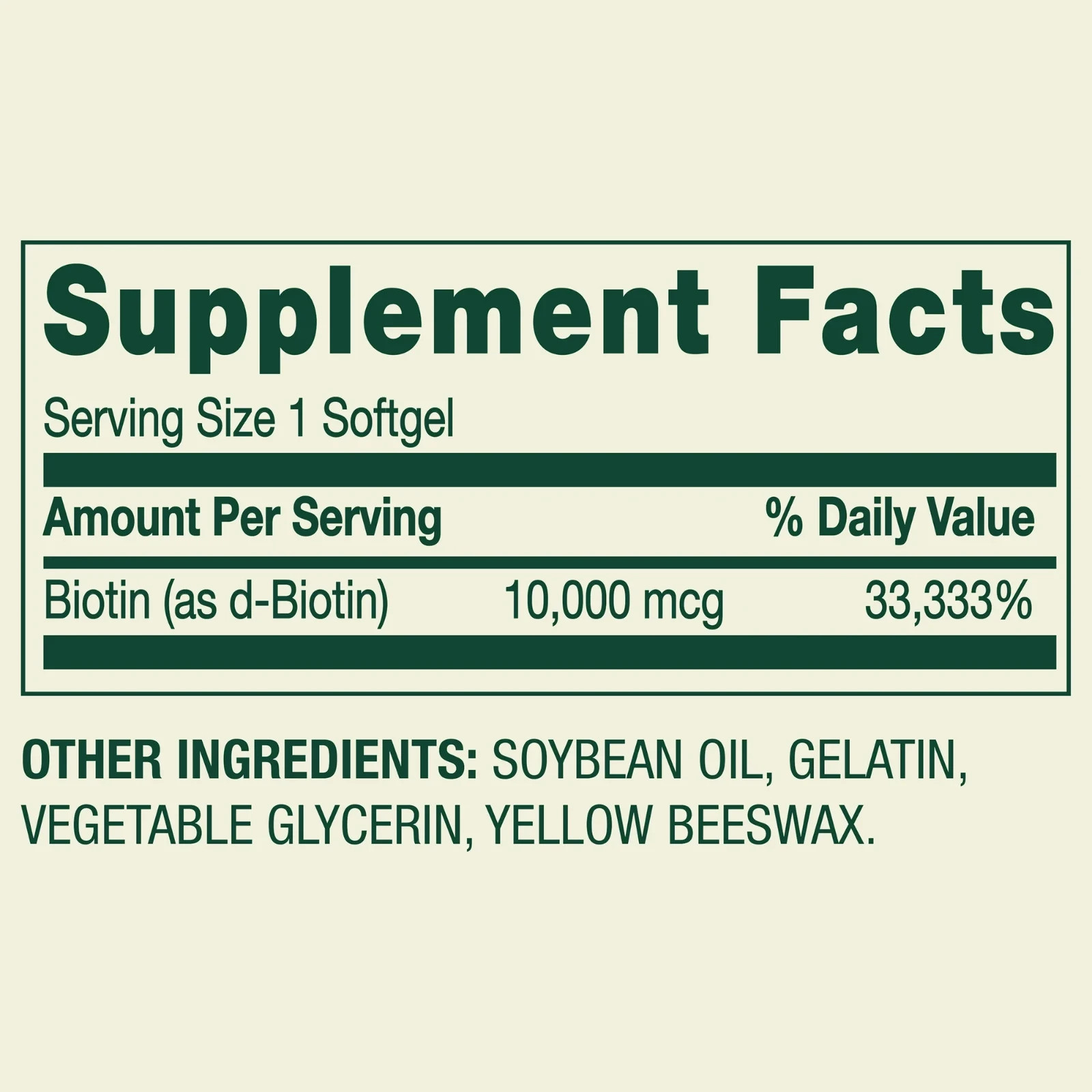 Spring Valley Biotin 10,000 mcg Softgels Hair Skin Nails Support, 120 Ct