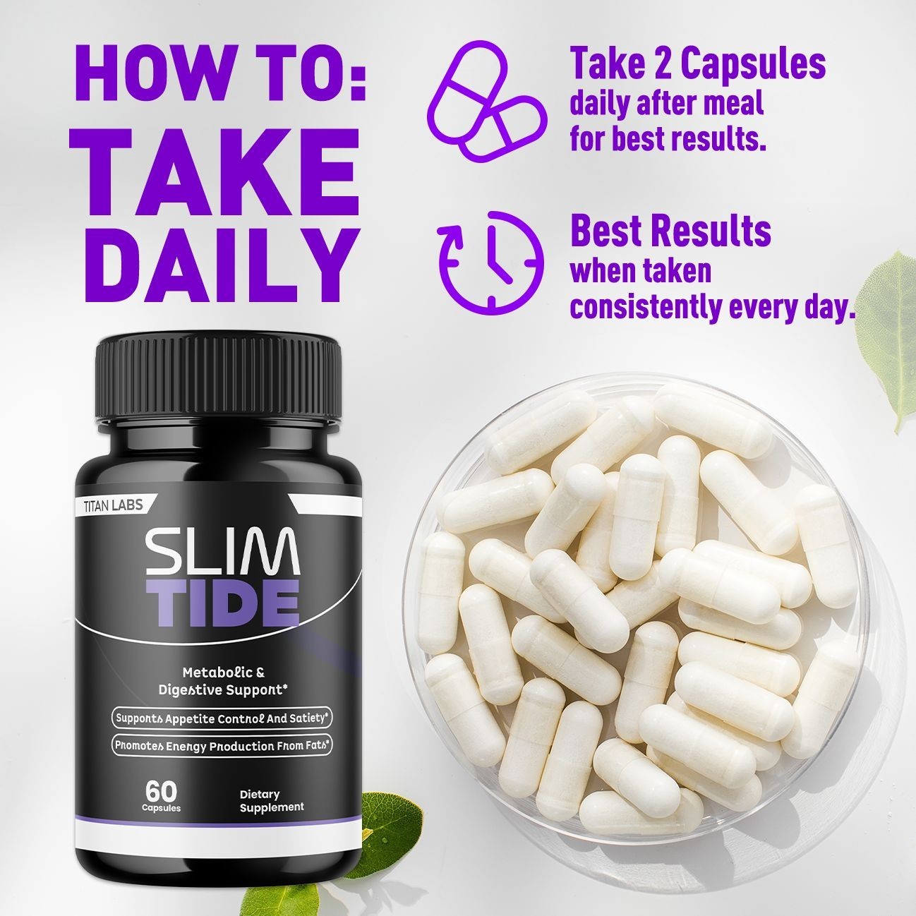 (5 Pack) Slimtide Advanced Energy And Fitness Supplement Slim Tide 300 Capsules