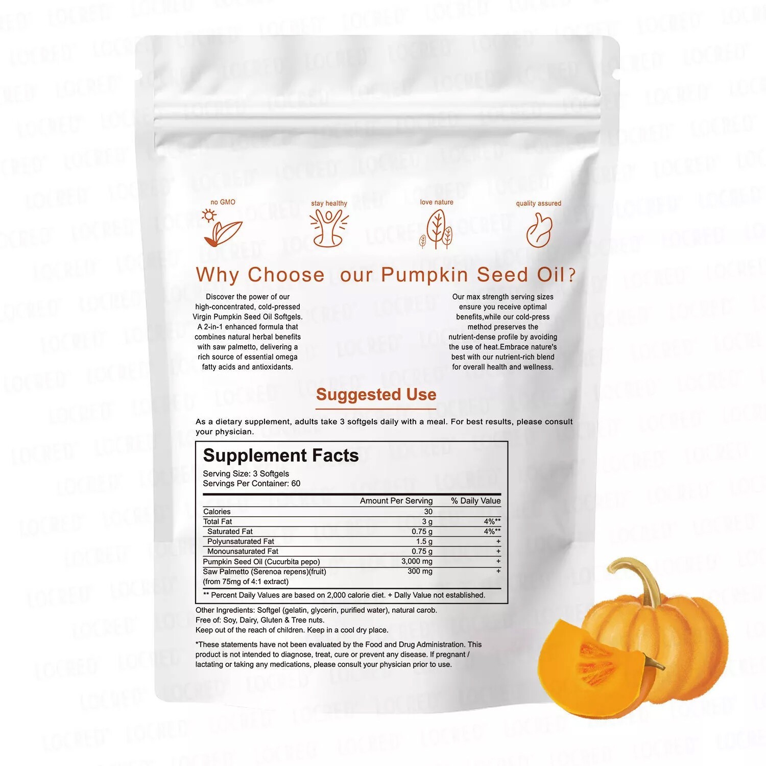 1Pack Pumpkin Seed Oil with Saw Palmetto 180Softgels | 3000 mg Herbal Supplement