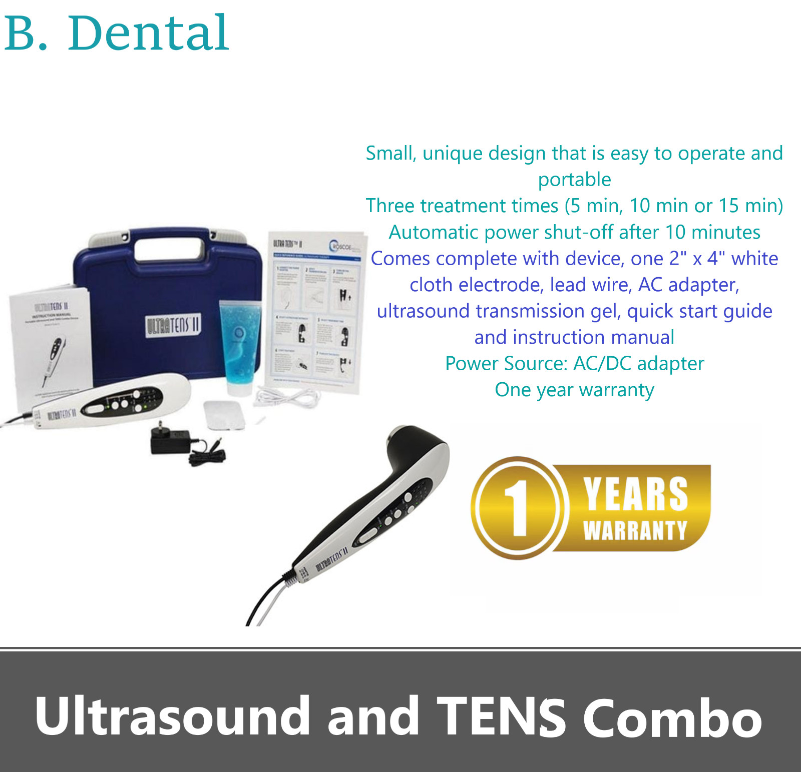 Ultra TENS II Healing Electronic, Physical Therapy Tens Ultrasound, 1 Year Warnt