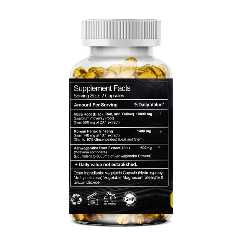 Organic Maca Root + Panax Ginseng 11400mg, Peruvian Maca Extract for Men & Women