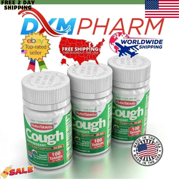3 PACK RoboTabs Cough Suppressant Dextromethorphan 30mg 100 Tablets Each