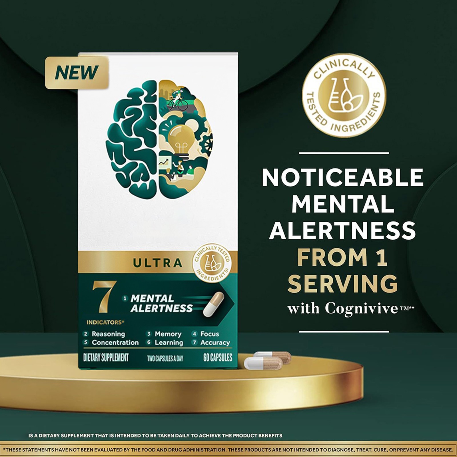 3 boxes-Ultra (60 Brain Focus Mental Alertness Memory Health Caps)