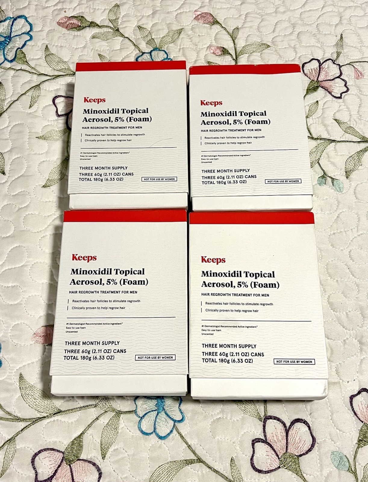 Lot Bundle QTY 4 Boxes of Keeps Minoxidil Topical Aerosol 5% Foam 1 Year Supply