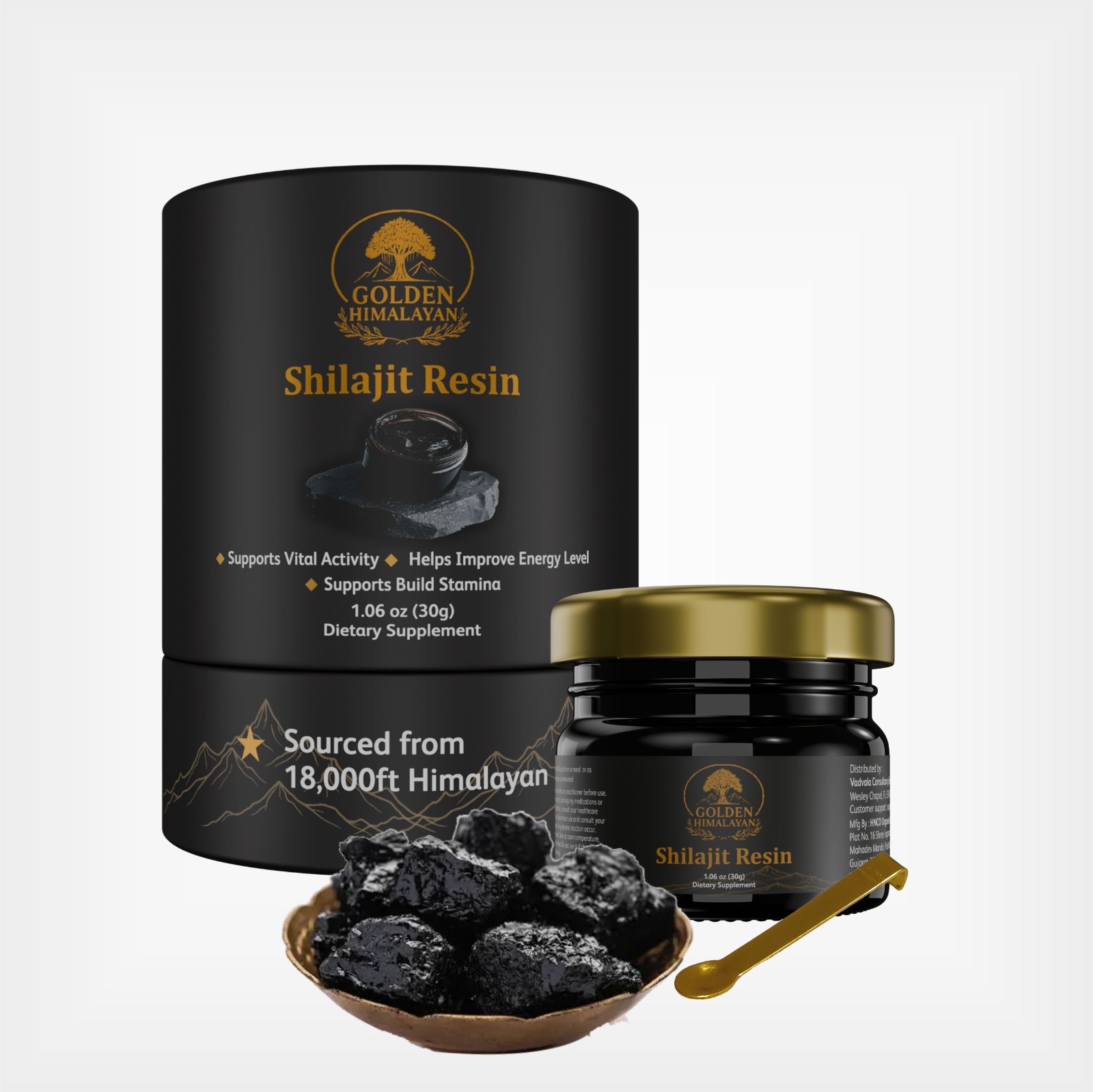 Golden Himalayan Pure Himalayan Shilajit Resin 30 gram jar Lab-tested