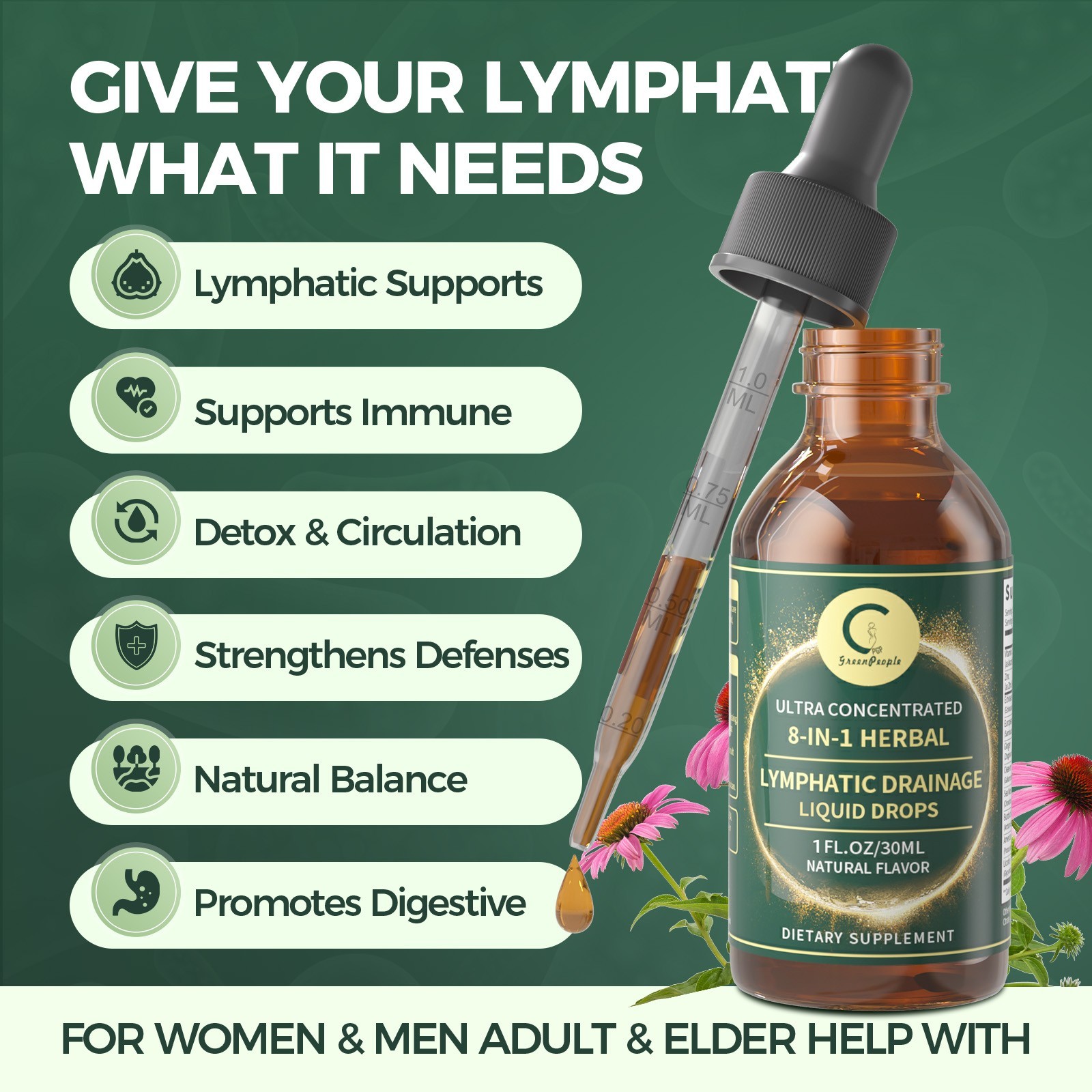 Lymphatic Drainage Liquid Drop Herbal Extracts – Reduce Swelling Detox Cleanse