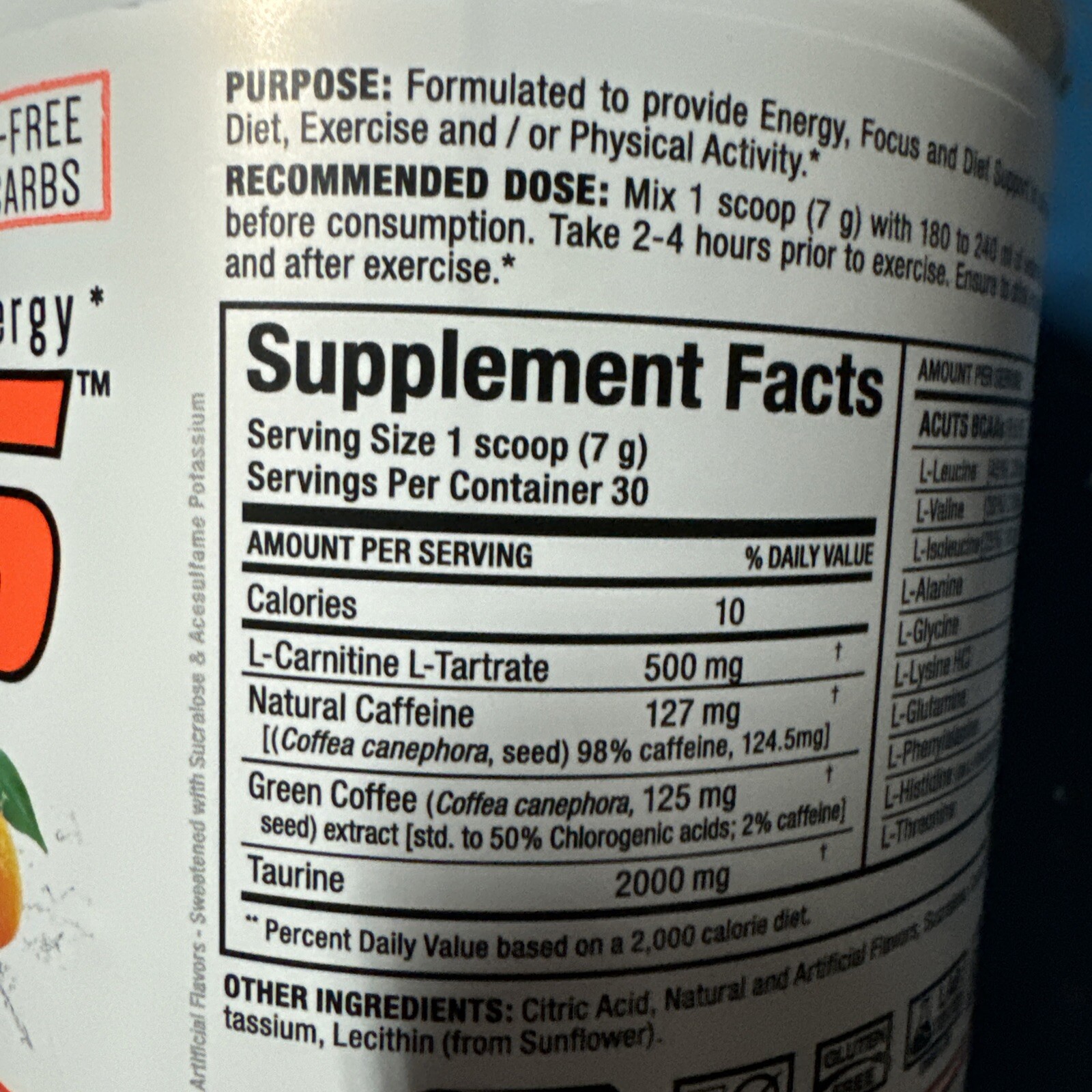 ALLMAX Nutrition A:CUTS, Amino Charged Energy Drink, Arctic Orange, 210g