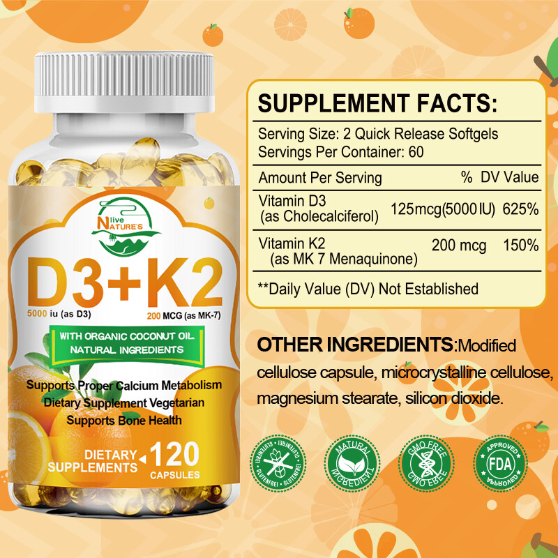 Vitamin D3 K2 Softgels Capsules with 10000 IU – Extra Strength D3 K2 Supplements