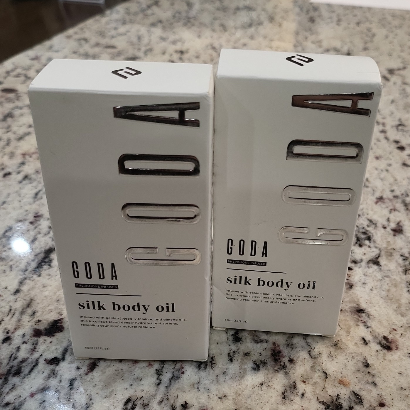2 Bottles GODA Pheromone-Infused Silk Body Oil Moisturizer 50 ml (1.7 fl oz)