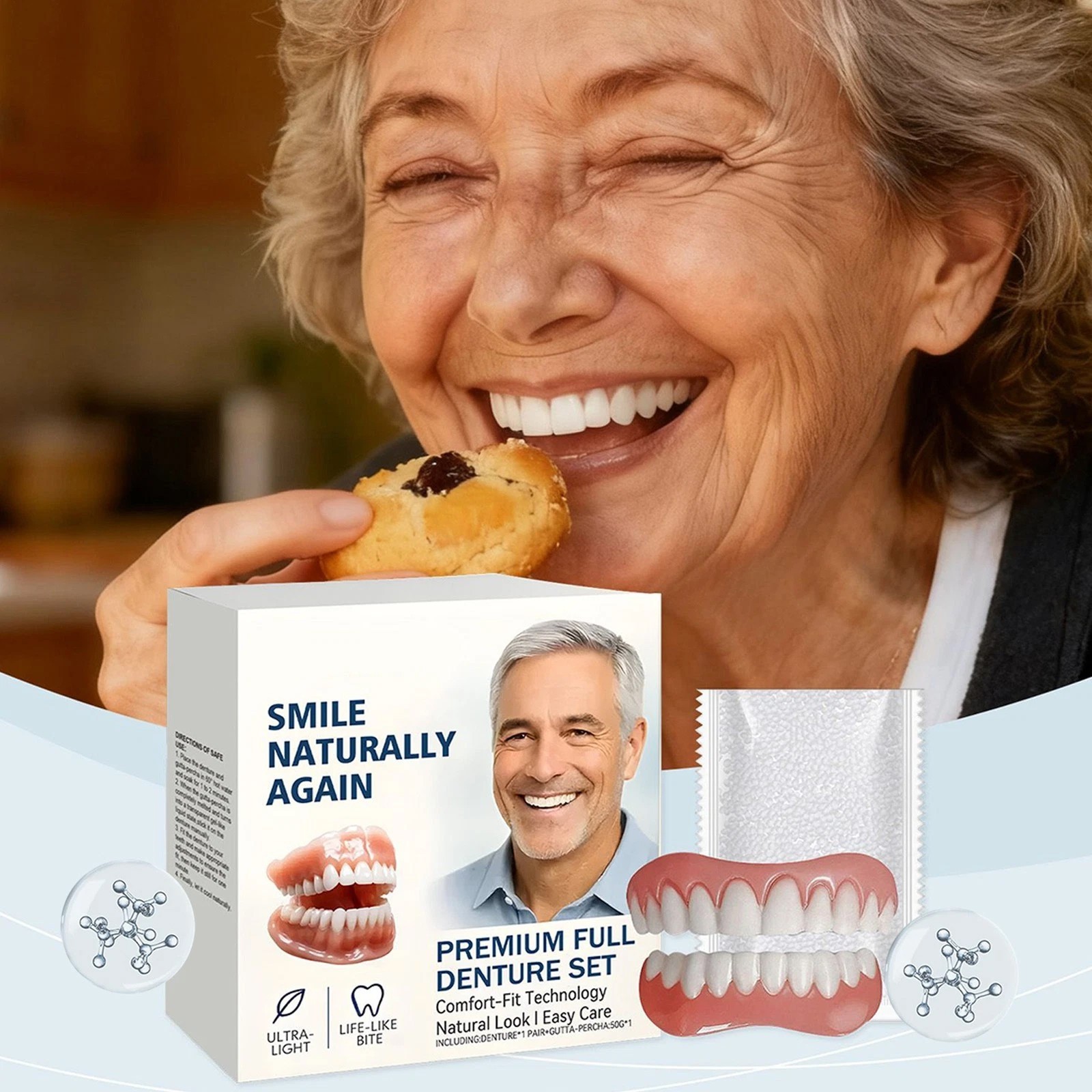 Full Denture Set for Men and Women Upper and Lower Denture False Teeth