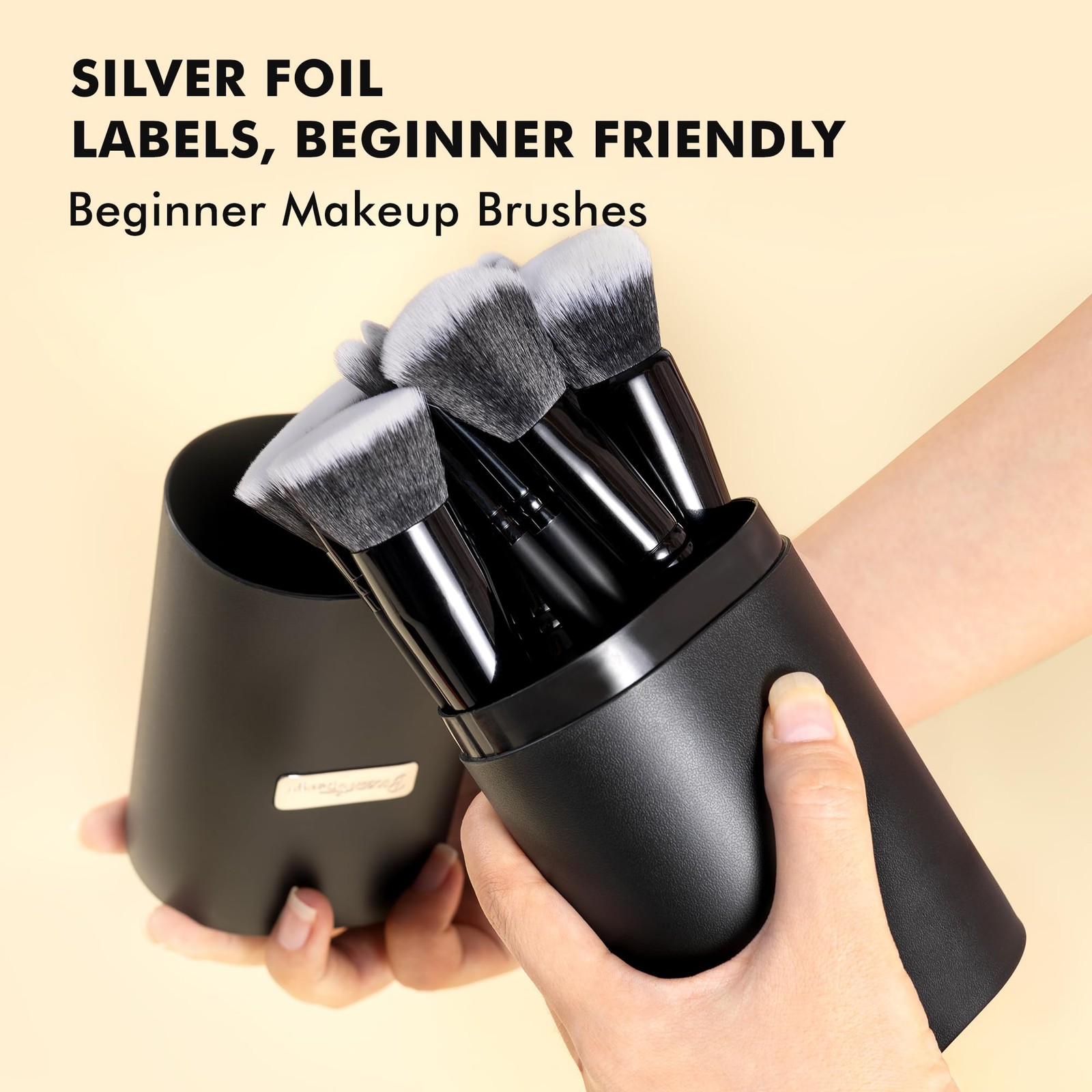 Bueart Design 19Pcs Professional Makeup Brushes Set with holder (Black)