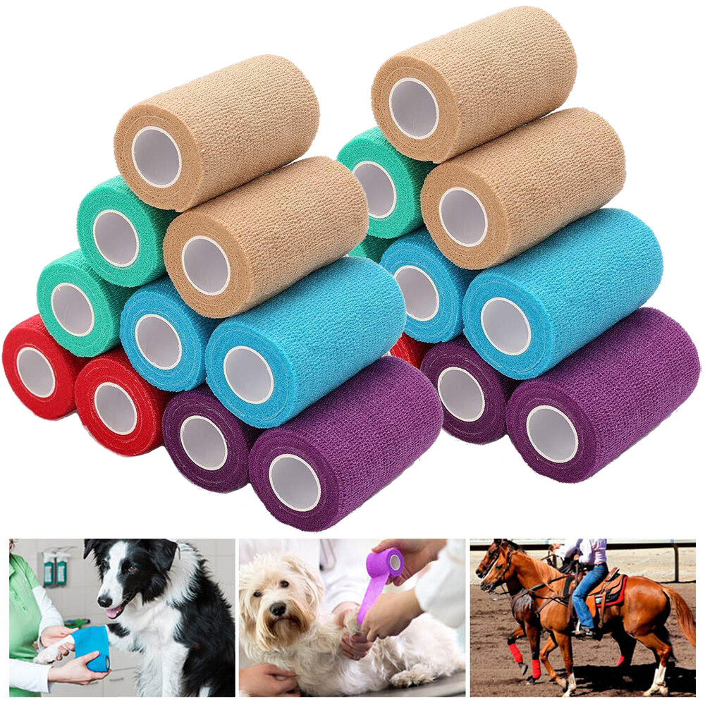 10/20 Rolls Stretch Bandage Wrap, 2/3/4 Inch x 5 Yards Cohesive Vet Tape Colors