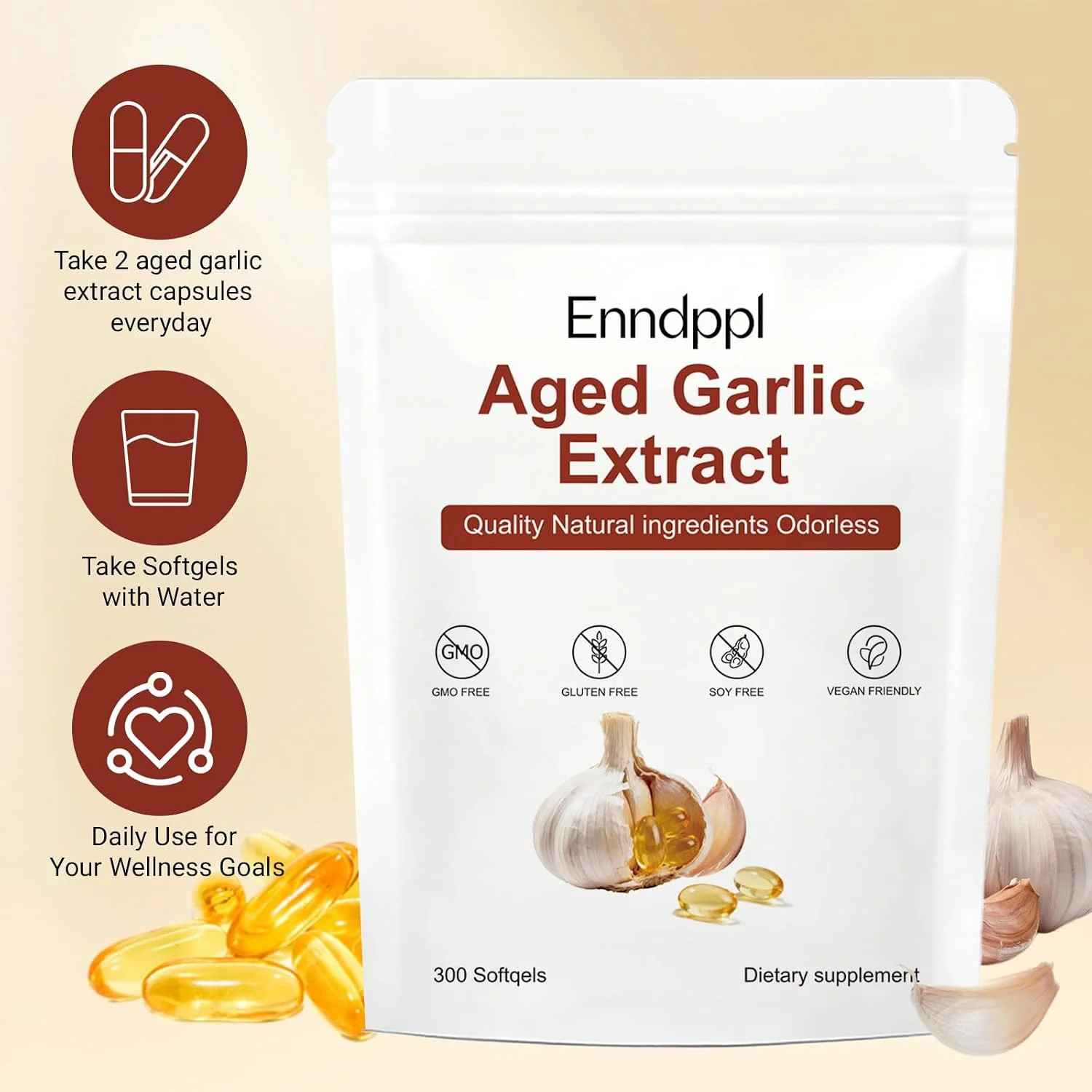 Aged Garlic Extract, Odorless Garlic Supplements, Heart & Immune Antioxidant