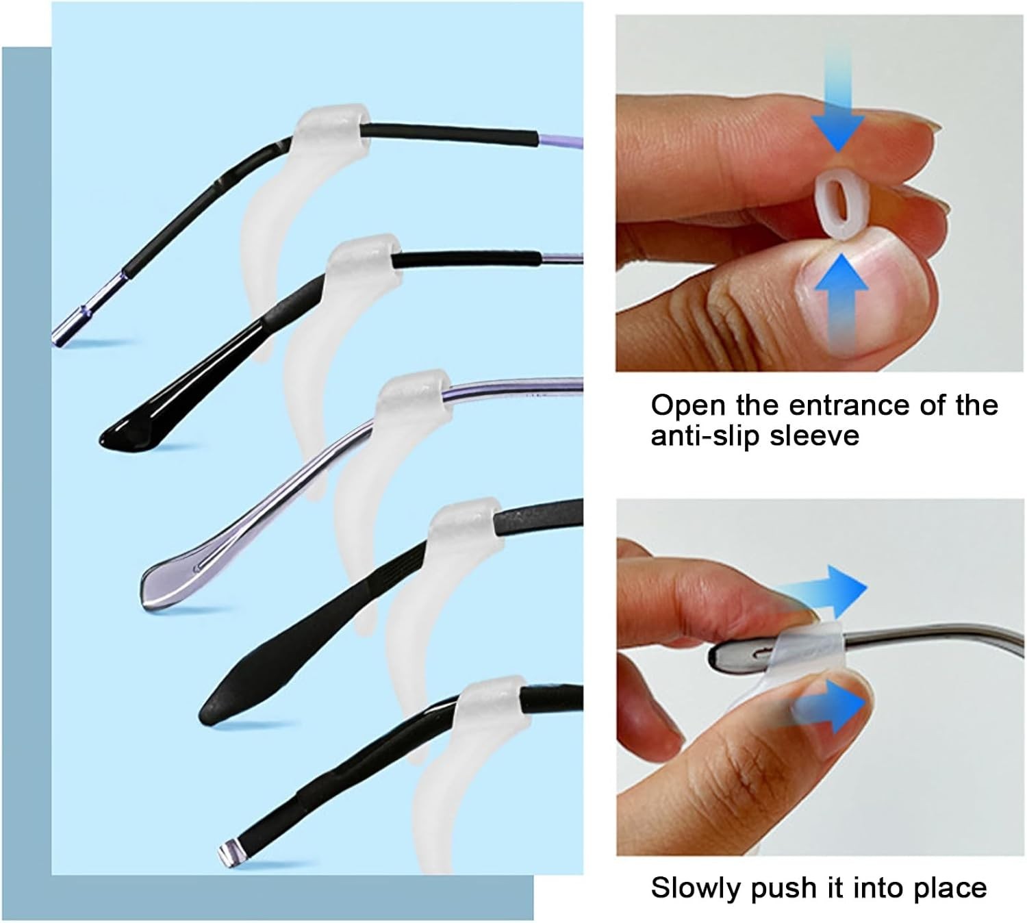 Soft & Durable Anti-Slip Eyeglasses Ear Grips – 12 Silicone Hooks for All Ages