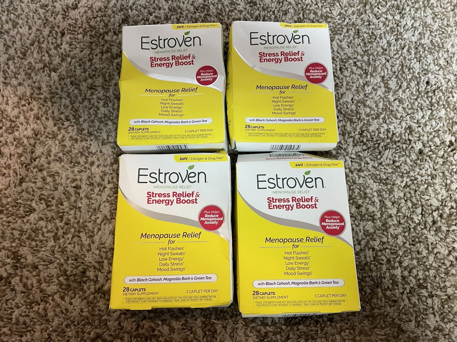 Lot Of 4 Estroven Stress Relief & Energy Boost 28ct (112 Total Caps) Exp. 05/27