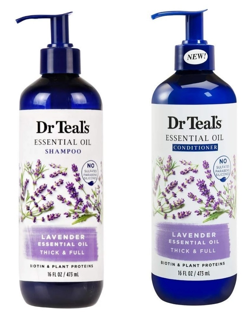 Dr Teal’s Lavender Essential Oil Shampoo & Conditioner With Biotin Set New